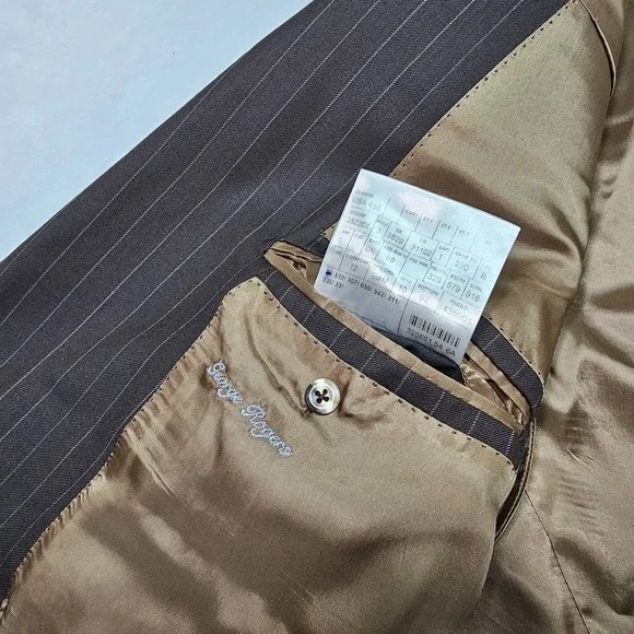 Holland & Sherry Sartoria Bespoke Suit Men 44S Pants 38x26 Wool Stripe Canvassed